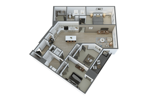 Floor plan for 2 beds, 2 baths, 1457 sqft